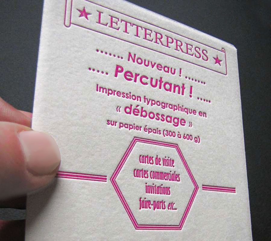 La carte de visite Letterpress, une impression RELIEF traditionnelle et de qualité