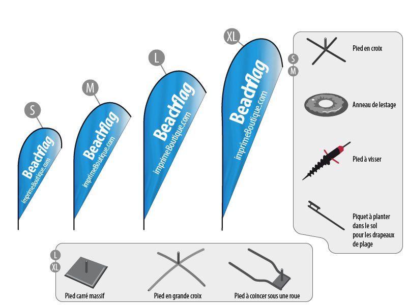 Beach Flag Pas cher avec pied, Drapeau de plage intérieur extérieur, forme goutte d'eau, taille medium