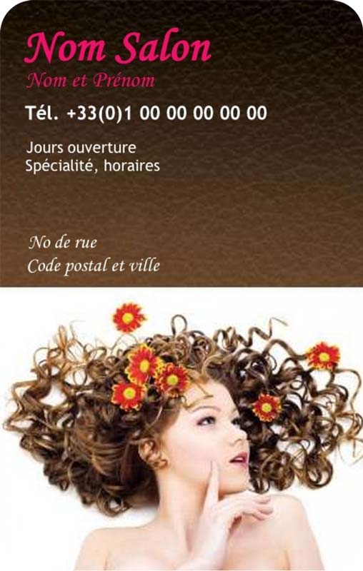 modèle gratuit carte de visite coiffure à personnaliser en ligne, modèle vertical cheveux bouclés