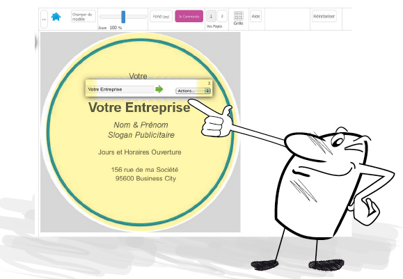 Retrouvez notre outil de simulation en ligne pour personnaliser votre carte de visite ronde