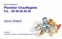 Modèle Carte de visite  plombier pour plomberie, dépanneur, chauffagiste à personnaliser en ligne avec modèle gratuit