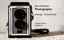 Modèle Carte de visite  photographe pour design, photographie, photo mariage à personnaliser en ligne avec modèle gratuit