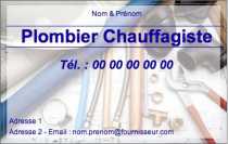 Modèle Carte de visite  plombier pour dépanneur domestique, plombier, chauffagiste à personnaliser en ligne avec modèle gratuit