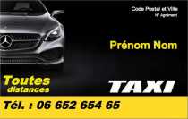 Modèle Carte de visite  taxi pour taxi, VSL, course à personnaliser en ligne avec modèle gratuit
