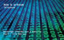 Modèle Carte de visite  informatique pour dépannnage informatique, PC, mod. binaire à personnaliser en ligne avec modèle gratuit