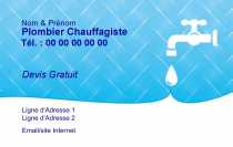 Modèle Carte de visite  plombier pour plomberie, dépanneur, chauffagiste à personnaliser en ligne avec modèle gratuit