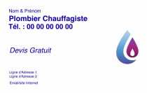 Modèle Carte de visite  plombier pour plomberie, dépanneur, chauffagiste à personnaliser en ligne avec modèle gratuit