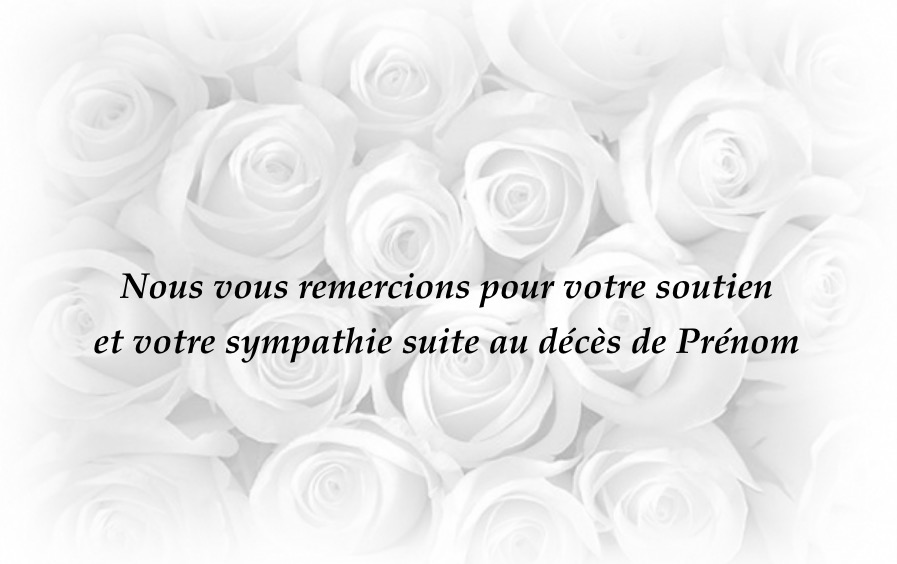 Carte de remerciements décès fleurs personnalisable