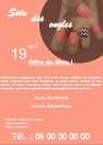 Modèle Flyer A cinq  onglerie pour flyer onglerie, soins des ongles à personnaliser en ligne avec modèle gratuit