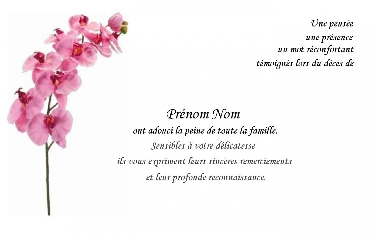 Carte de remerciement deces personnalisables –