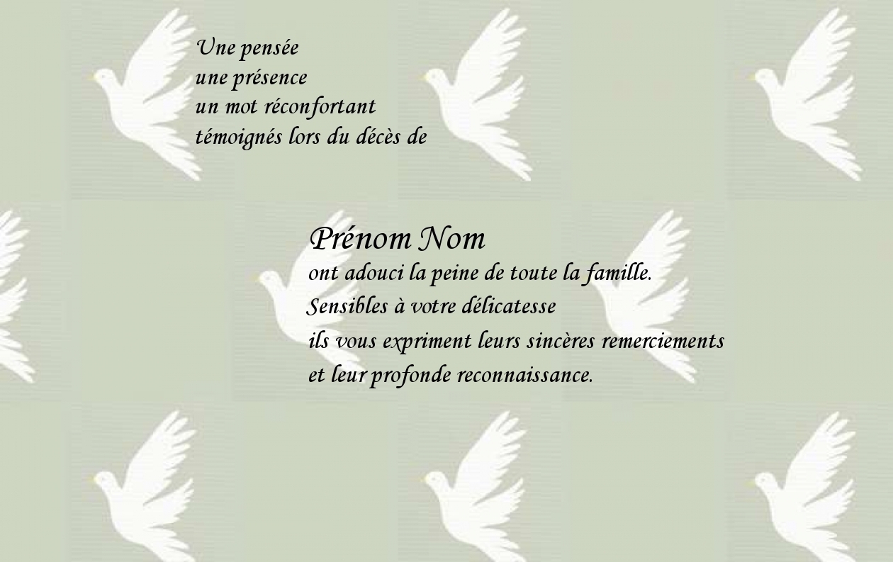 Carte Remerciement Deces Condoleances Oiseau Merci gratuit à imprimer  (carte 2403)
