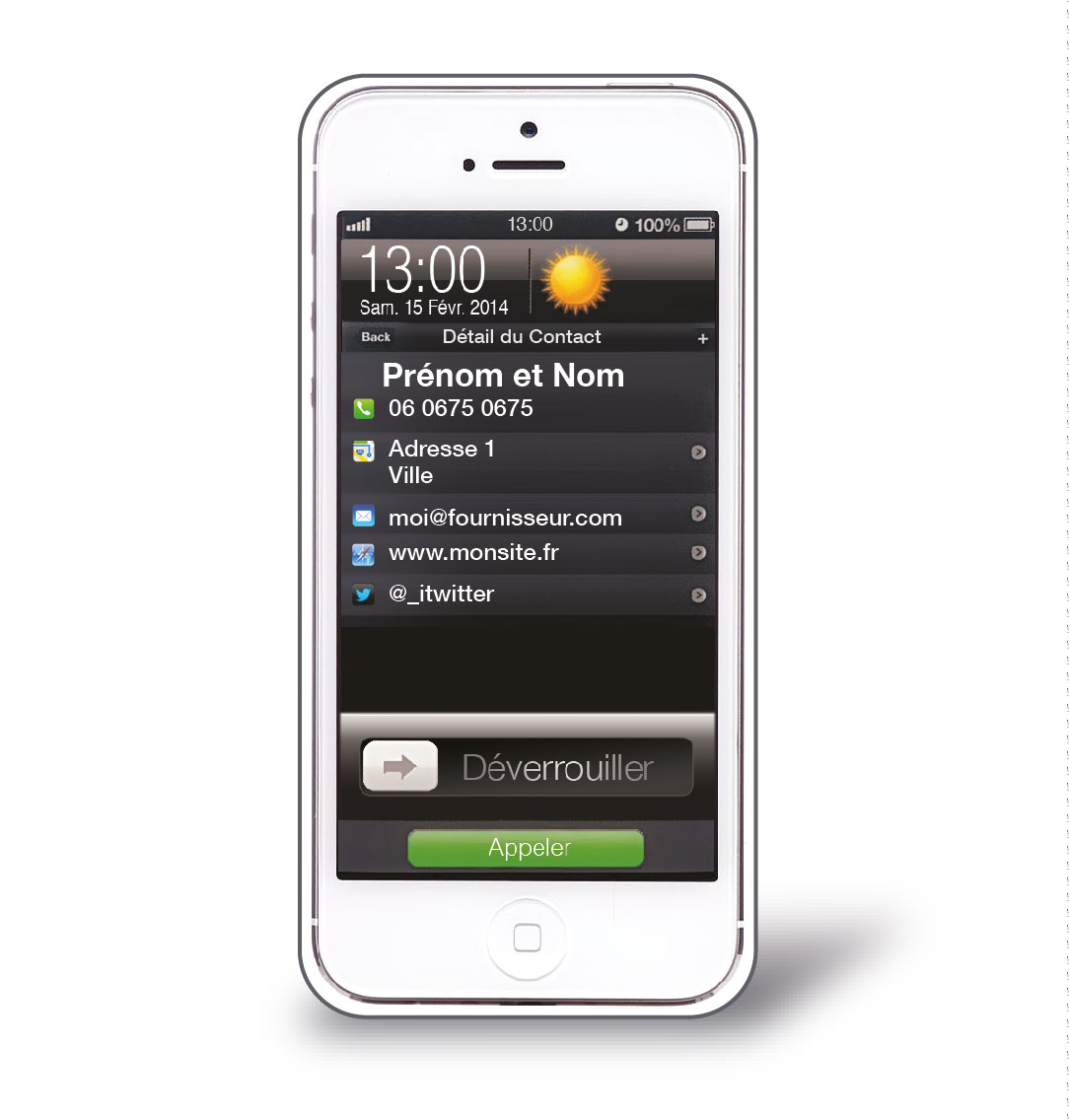 Carte visite en forme de téléphone iphone