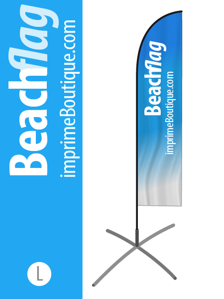 Beach Flag Personnalisé pas cher, beach flag publicitaire, forme oriflamme, taille L