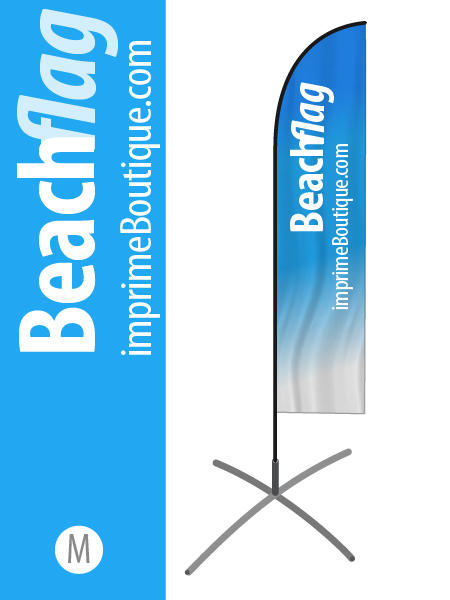 Beach Flag Personnalisé pas cher, beach flag publicitaire, forme oriflamme, taille M