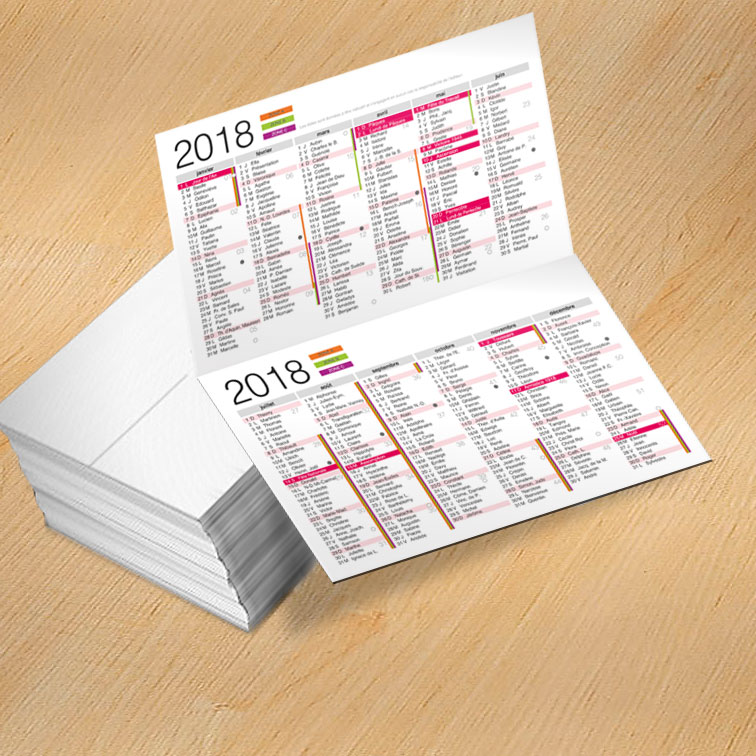 Petit Calendrier publicitaire de poche Pas Cher à personnaliser